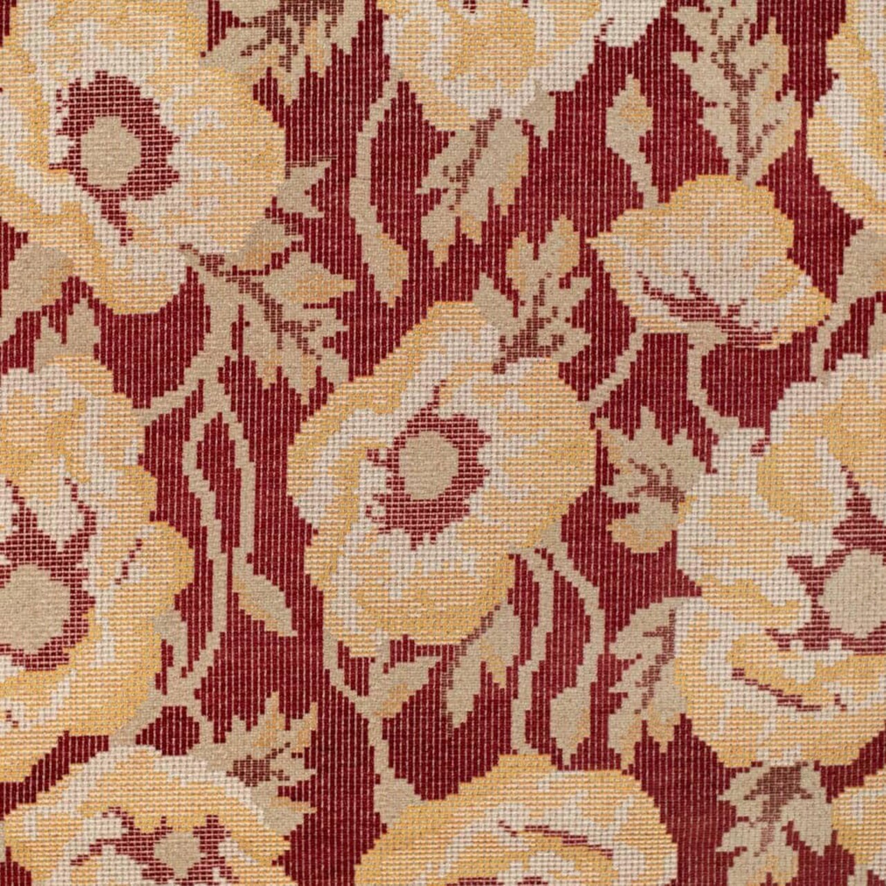 Red Floral Woven Pattern Upholstery Fabric by The Yard - SKU: Beverly Wine